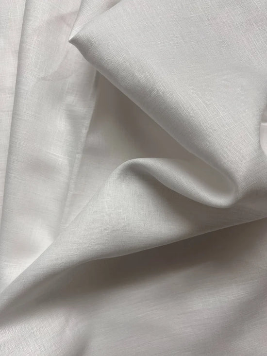 80lea Pure Linen White Colour Solid  European Fabric -Precut
