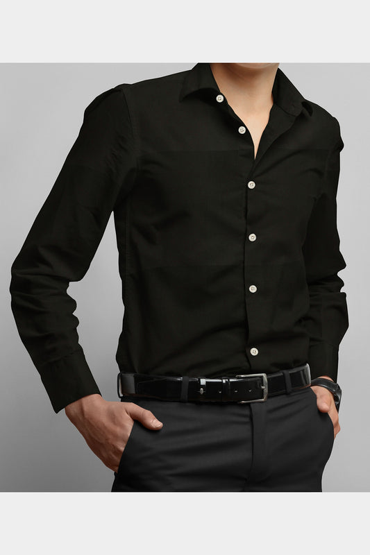 MEN COTTON FLEX SHIRT LUXO - BLACK