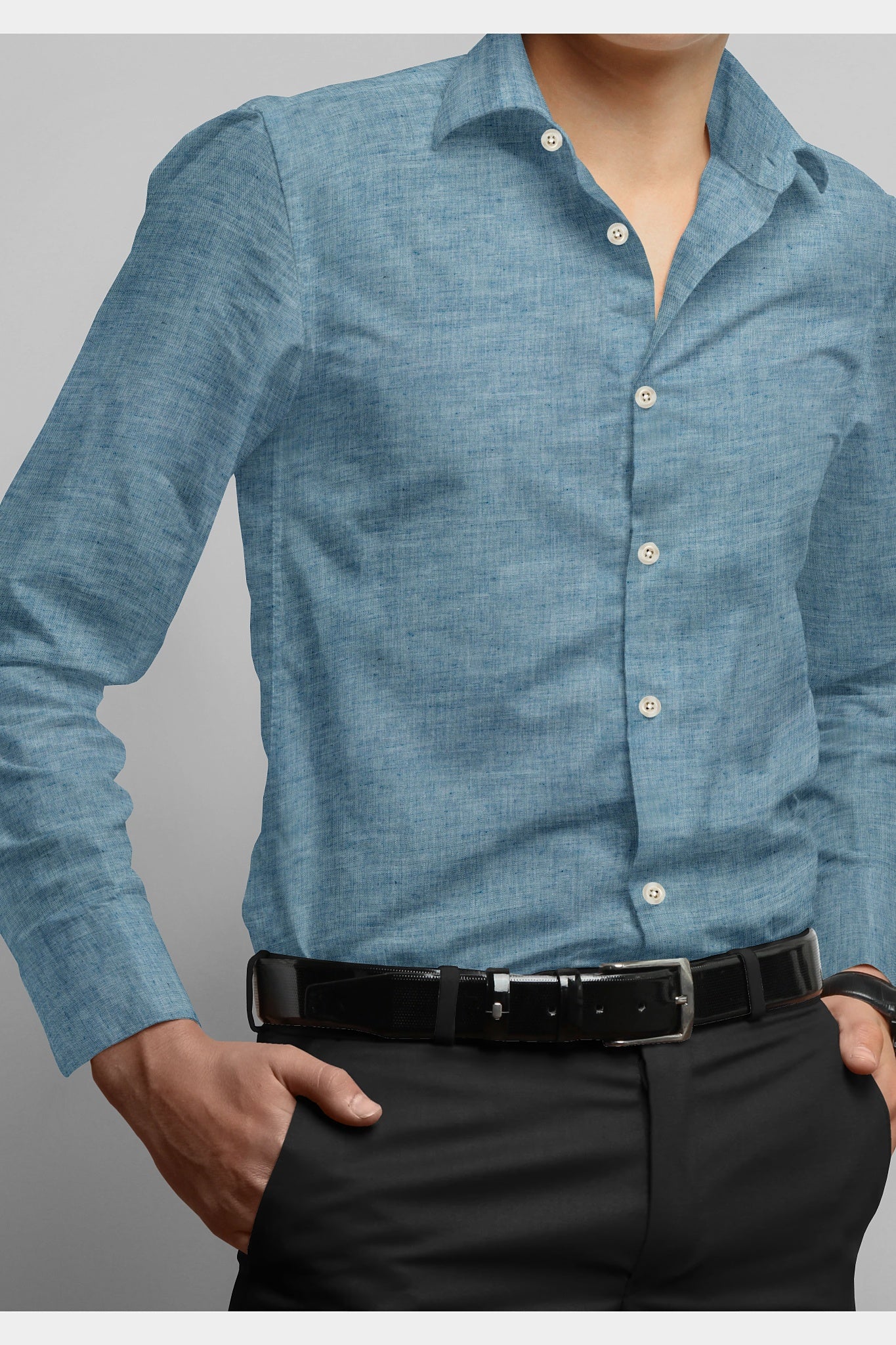 Blackdobby Men’s Linen Rich Shirt – Kent Blue