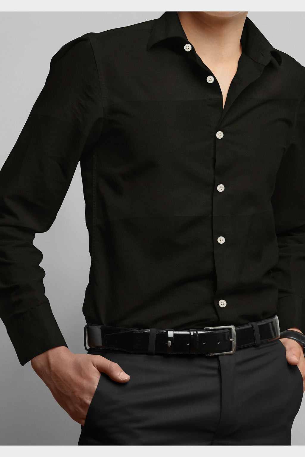 Blackdobby Men’s Linen Rich Shirt – Eligere Black