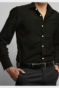 Blackdobby Men’s Linen Rich Shirt – Eligere Black