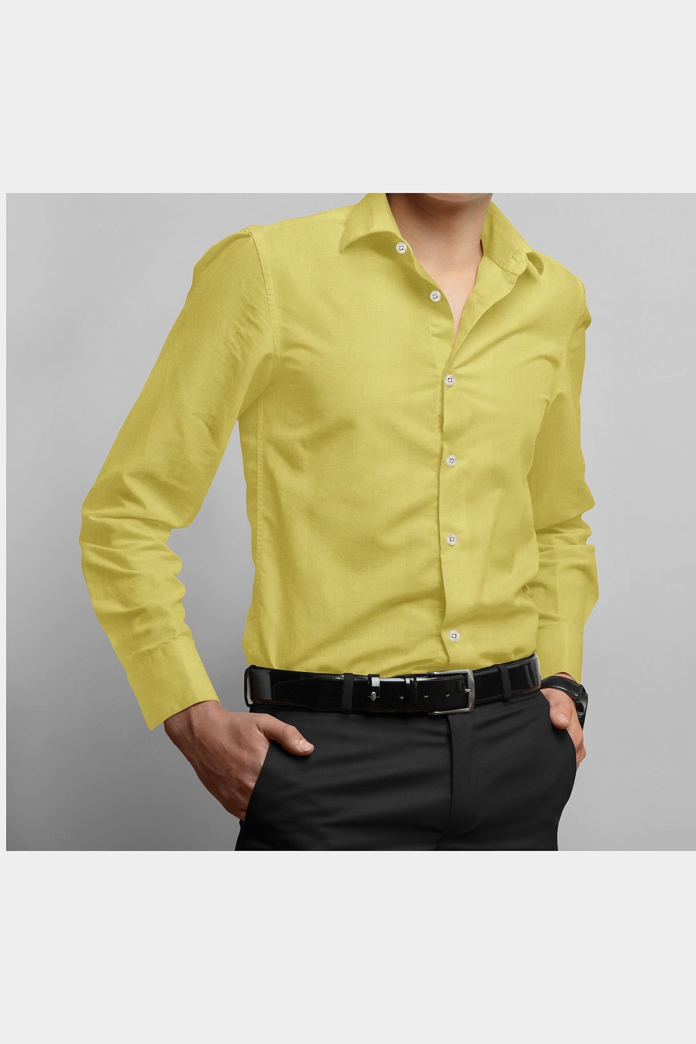 Blackdobby Men’s Cotton-Linen Shirt – Sunlit Yellow
