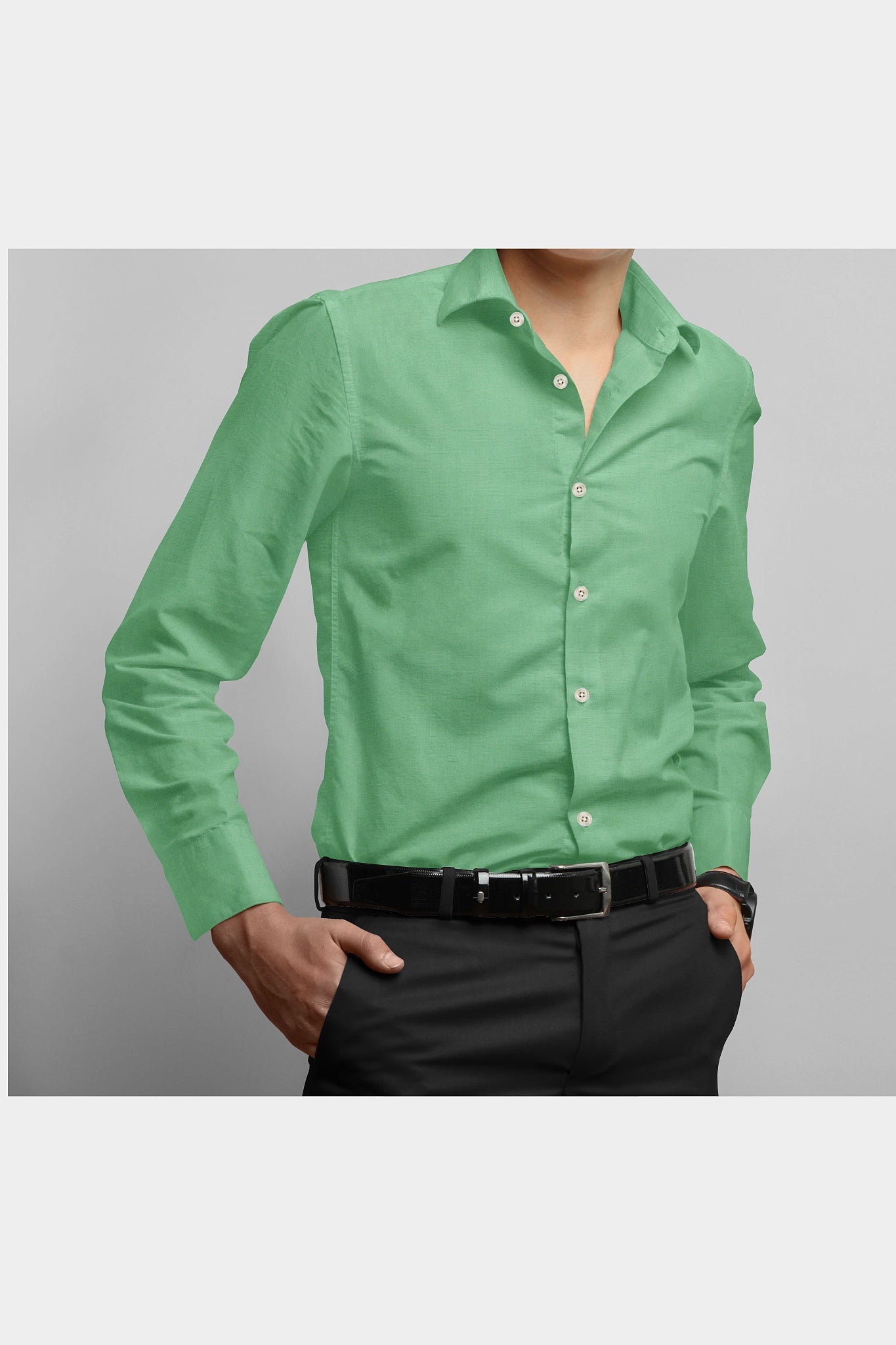 Blackdobby Men’s Cotton Linen Shirt – Teal Green