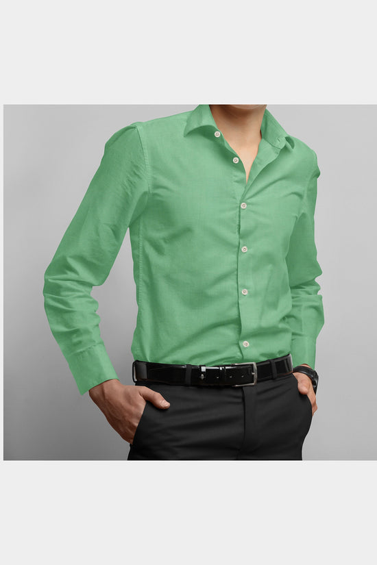 Blackdobby Men’s Cotton Linen Shirt – Teal Green