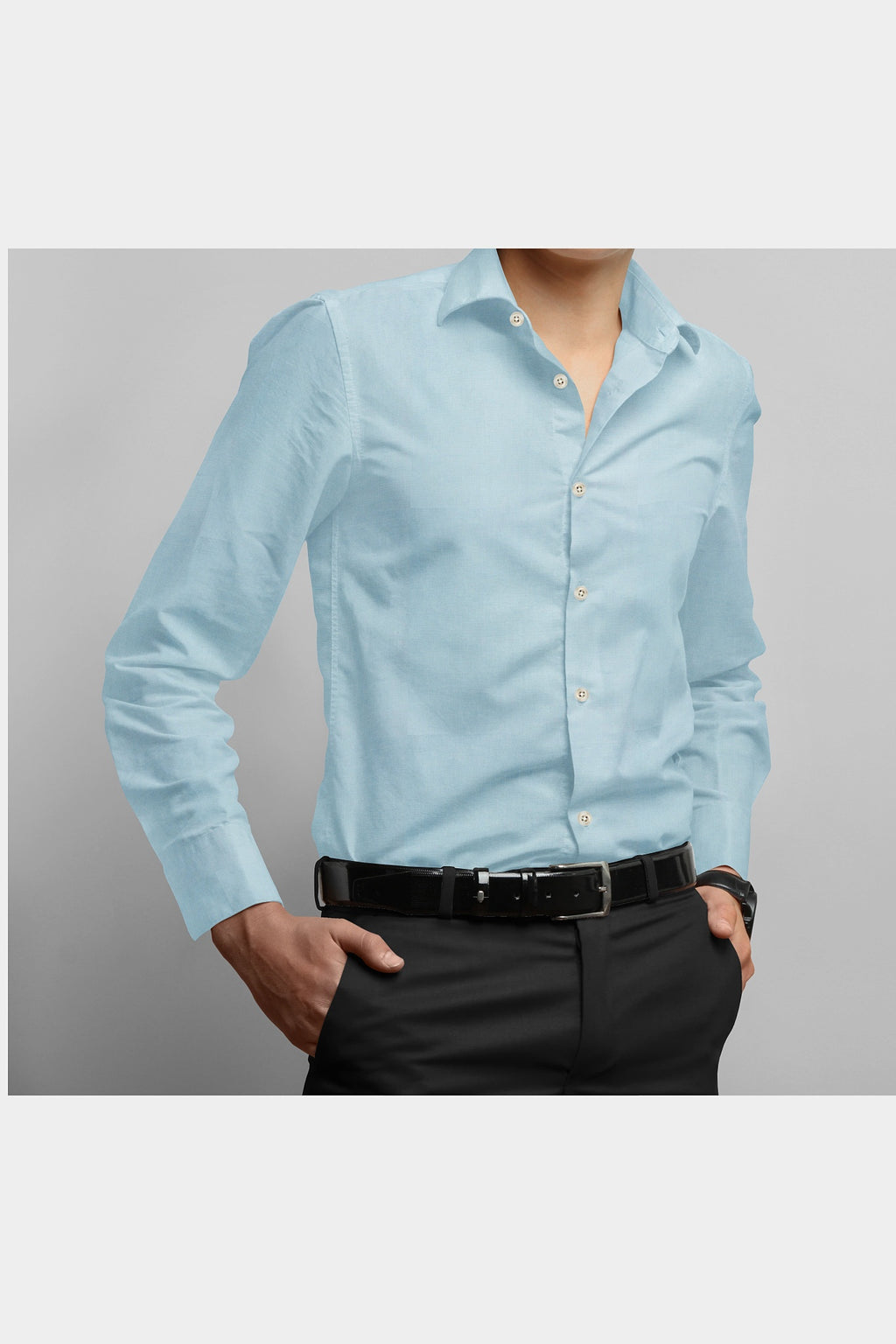 Blackdobby Men’s Cotton Linen Shirt – Linux Sky Blue