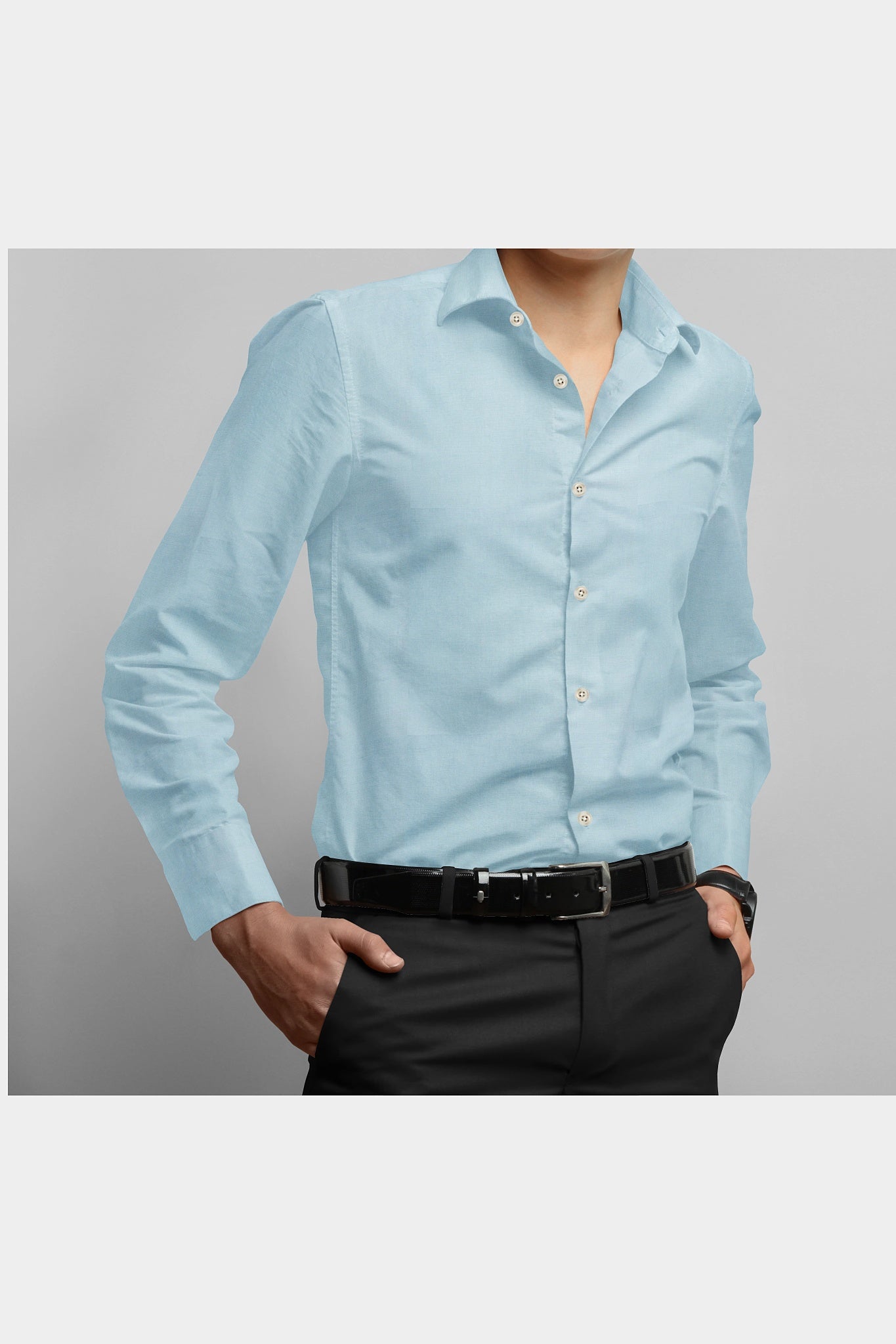 Blackdobby Men’s Cotton Linen Shirt – Linux Sky Blue