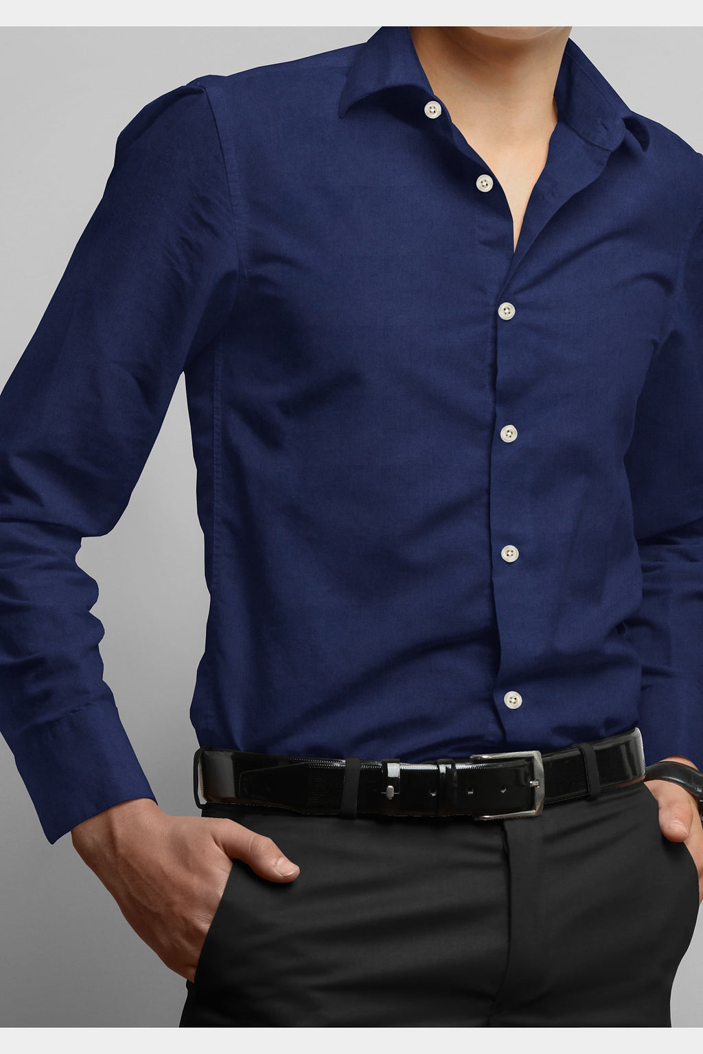 MEN LINEN RICH SHIRT KENT -DARK NAVY BLUE