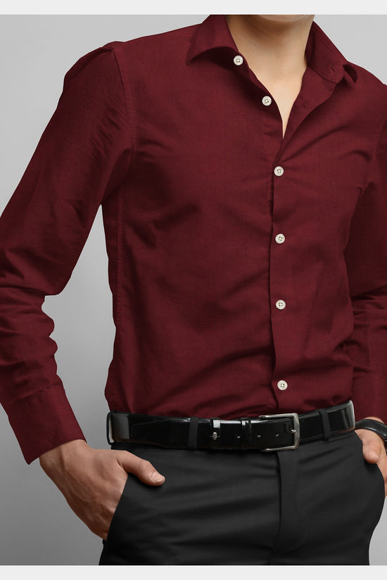 MEN LINEN RICH SHIRT VEIL FOR THE SKIN - MAROON