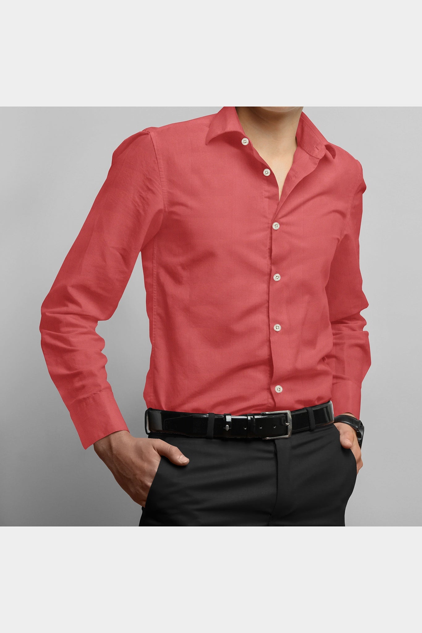 BLACKDOBBY PREMIUM PURE COTTON OXFORD SHIRT – AUXFO CRIMSON RED