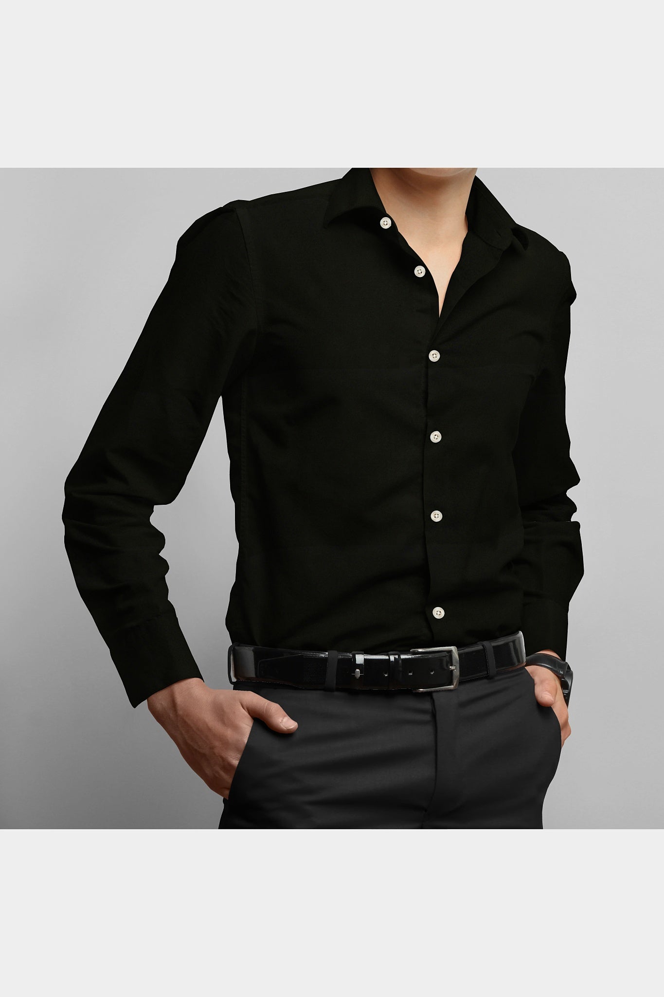 BLACKDOBBY MEN’S OXFORD SOLID SHIRT – RAVEN BLACK