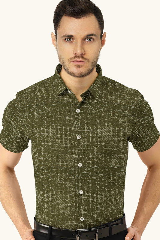 Blackdobby Men’s Abstract Seamless Print Shirt – Panoramic Edition in Turtle Green