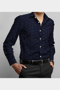 Blackdobby Men’s Dobby Print Shirt – Snugglecloth Edition in Navy Blue