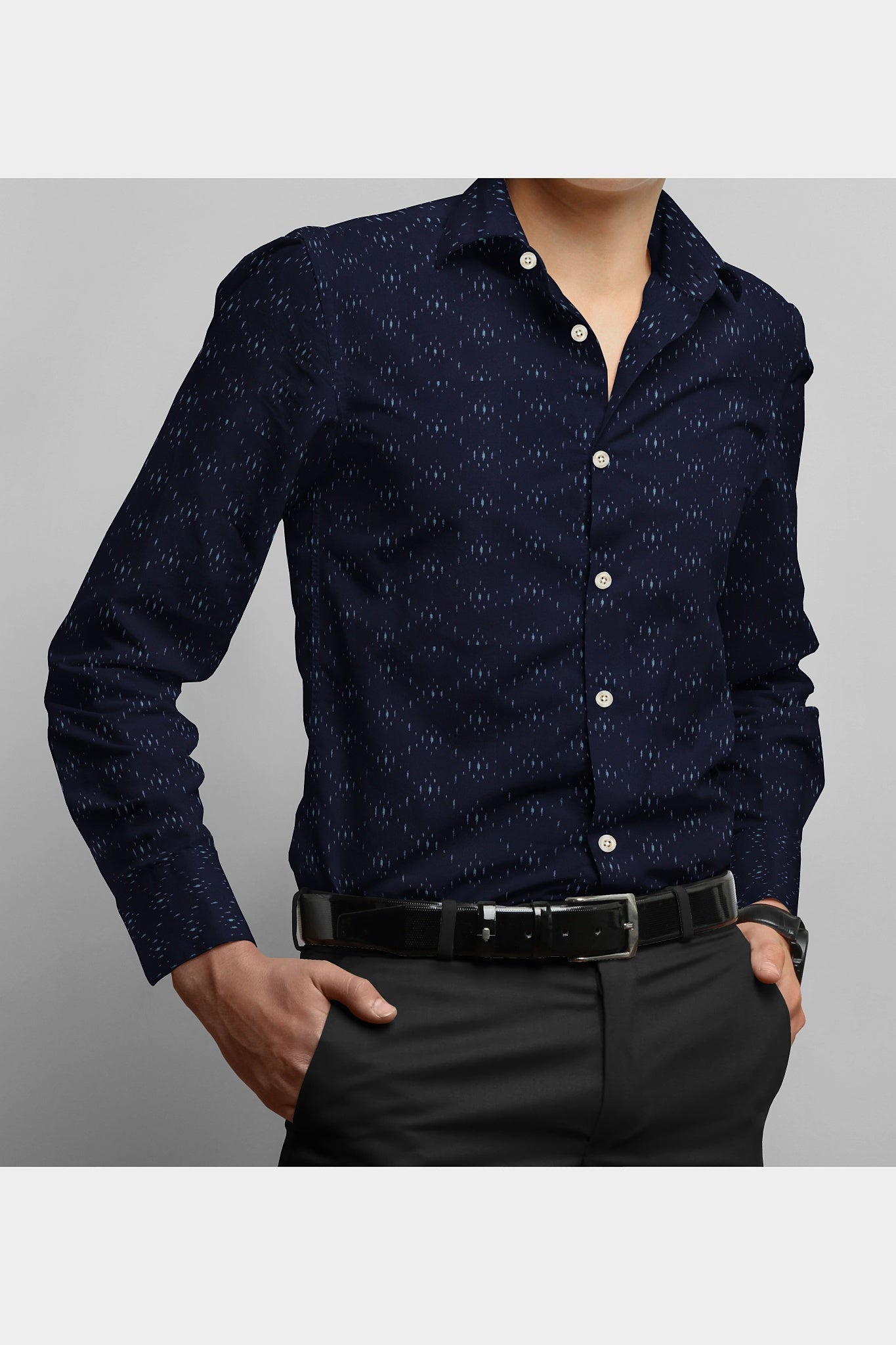 Blackdobby Men’s Dobby Print Shirt – Snugglecloth Edition in Navy Blue