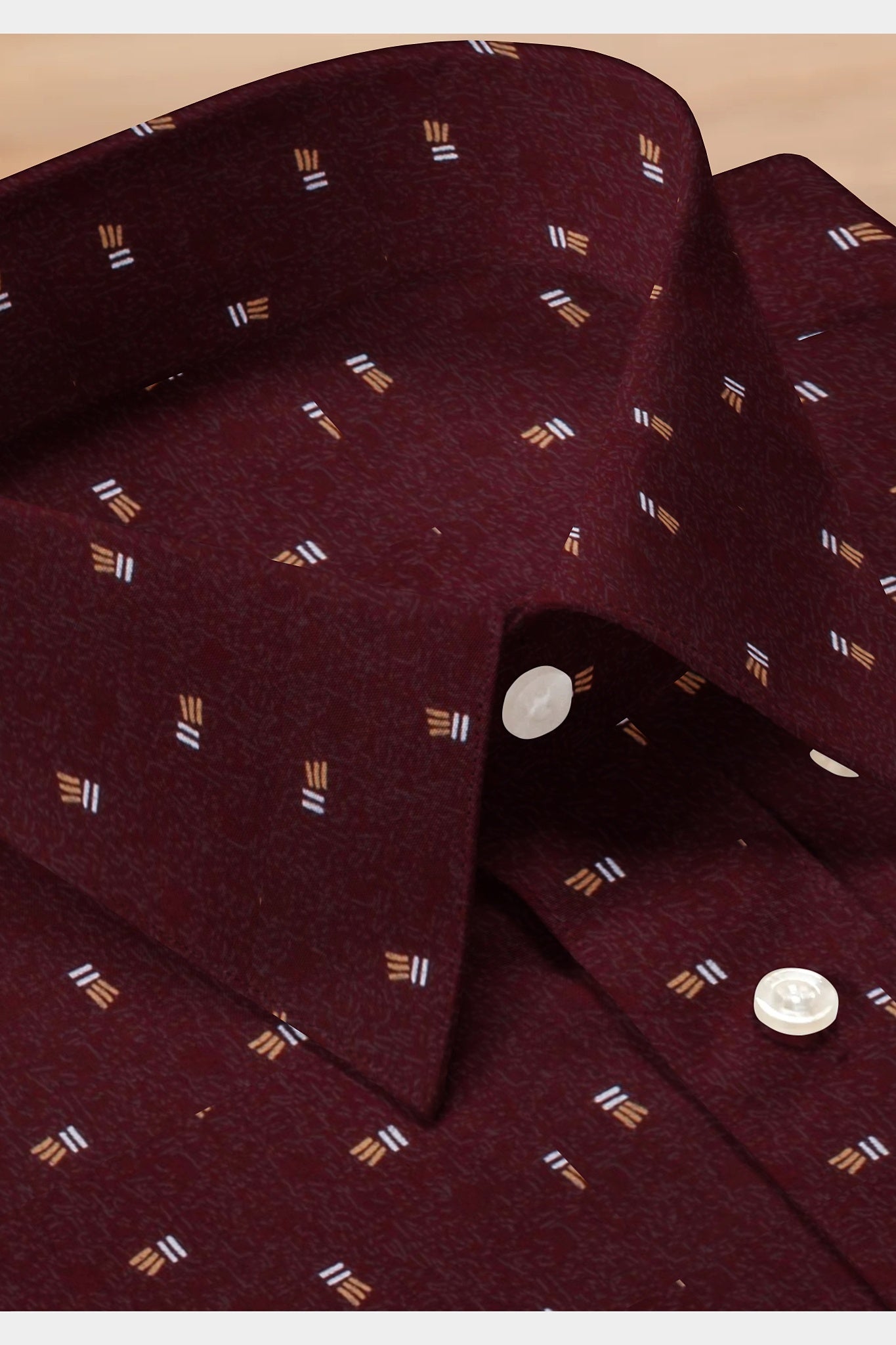 MEN CONVERSATIONAL DOBBY  PRINT SHIRT AUBURN TWILIGHT - MAROON