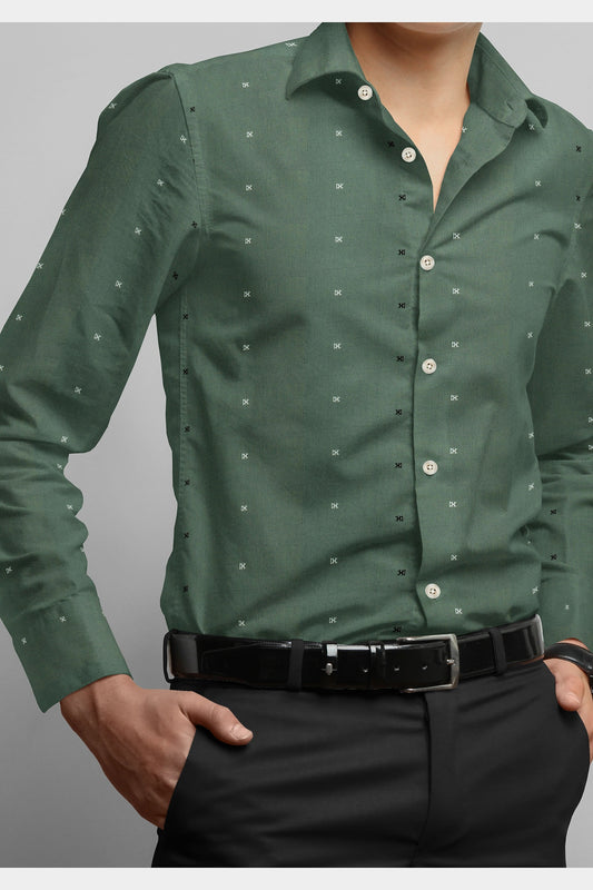 Blackdobby Men’s Dot Geo Print Shirt – Hundo Edition in Sea Green