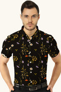 Men's Classic Fit Floral Print Shirt – OPULENT Black