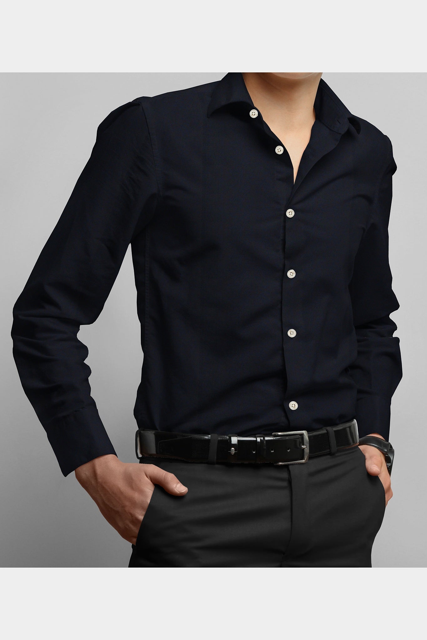PREMIUM PURE COTTON SATIN SHIRT HOLAND- BLACK