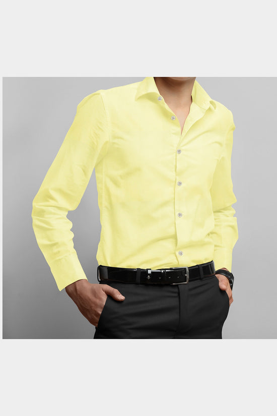 Blackdobby Men’s Premium Satin Shirt – Cream Yellow