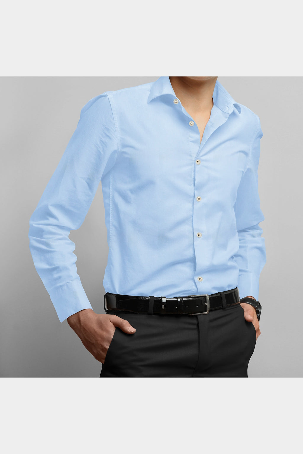 BLACKDOBBY PREMIUM SATIN SHIRT – TORSKIN LIGHT BLUE