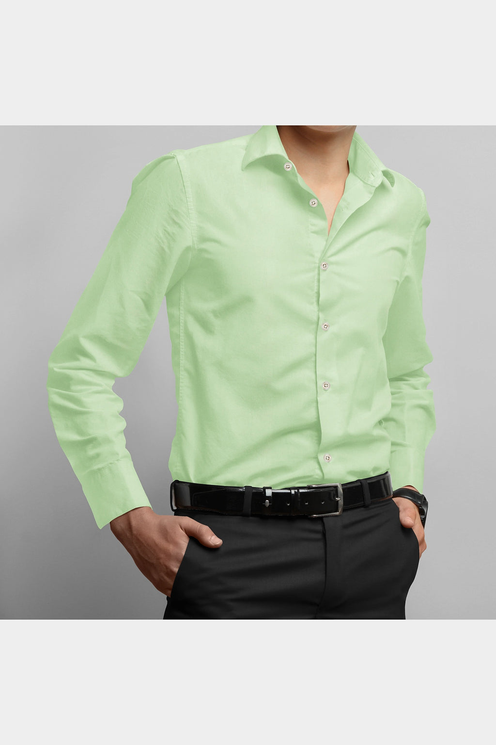 BLACKDOBBY PREMIUM GIZA COTTON SATIN SHIRT – HOLAND PASTEL GREEN