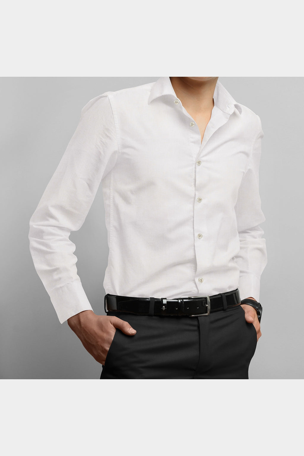 BLACKDOBBY PREMIUM COTTON LINEN SHIRT – NAPLESS WHITE