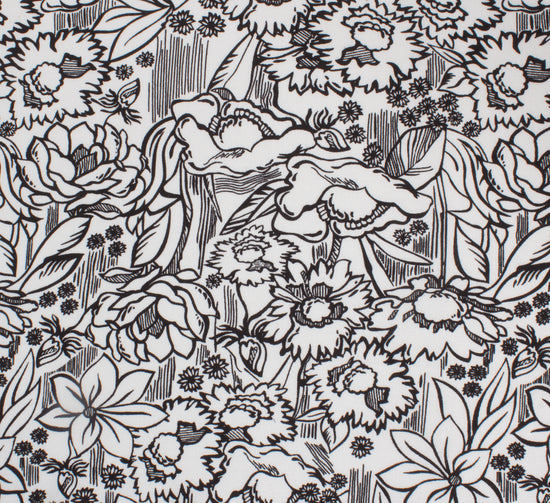 Premium Printed Rayon /Viscose Black Abstract Floral print Unstitched Shirting Fabric-BDR-637